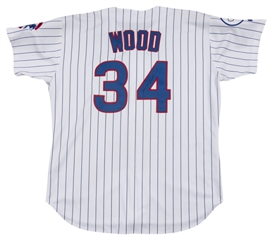 1998 Kerry Wood Game Used & Signed Chicago Cubs Rookie Home Jersey (Cubs LOA)